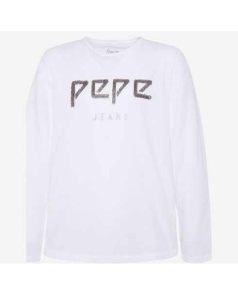 T-Shirt Logo sequins réversibles blanc
